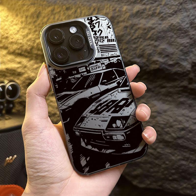 Fashionable Car Print Electroplate Silver IMD Phone Case For iPhone 16 11 12 13 14 15 Pro Max 7 8 Plus X XS XR Shockproof Cover
