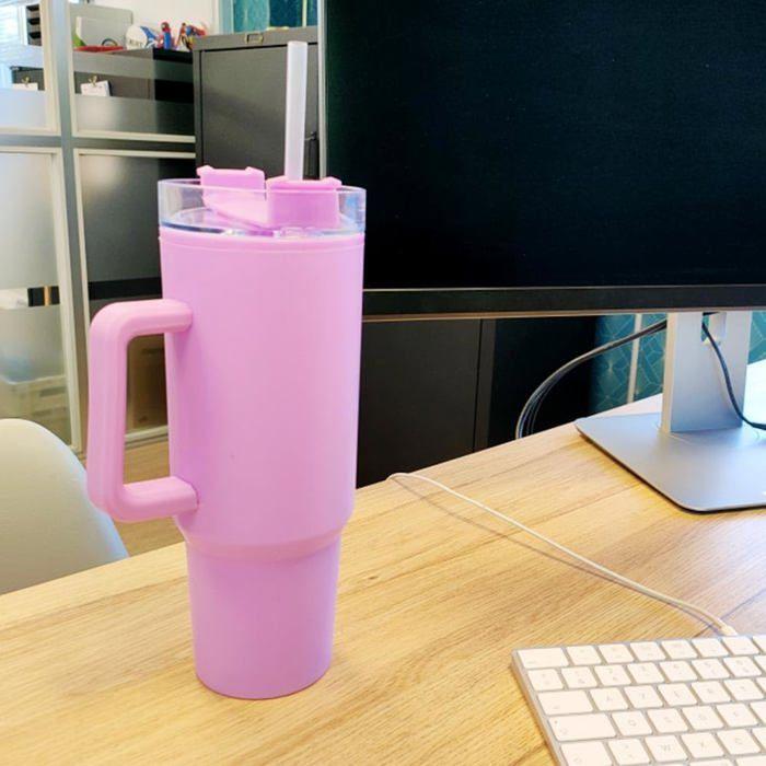 Thermobecher 1100ml mit Strohhalm und Griff – Auslaufsicher und Spülmaschinenfest - Farbe Lila