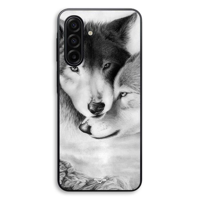 Hülle Für Samsung Galaxy A18 Der Wolf und die Wölfin Tier schwarz und weiß Maniacase schwarz