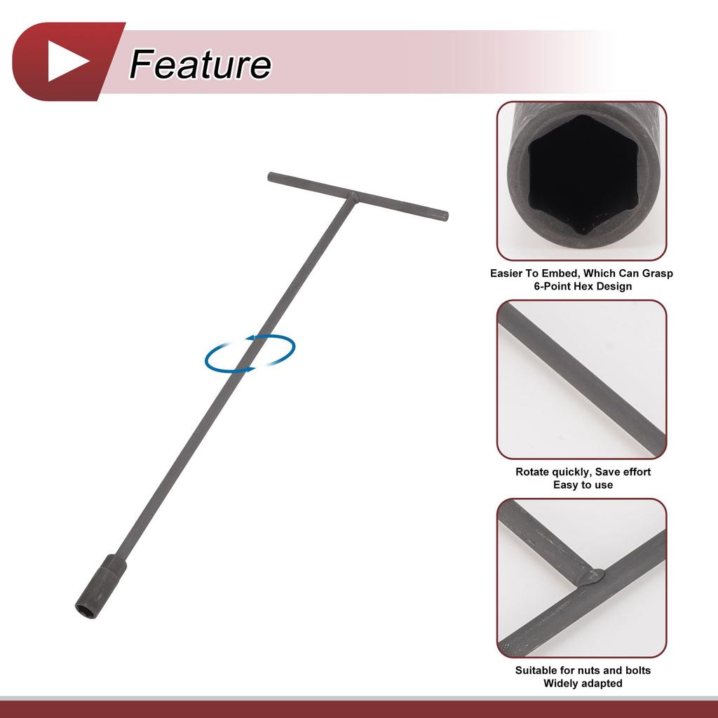 HEROFFIX Socket Wrench Spanner X Gray Chrome Vanadium 13mm for Dirt and Wrench Sleeves 1-Piece Remover, 19.69" 7.09", Steel, Hex, Cars, Motorcycles,