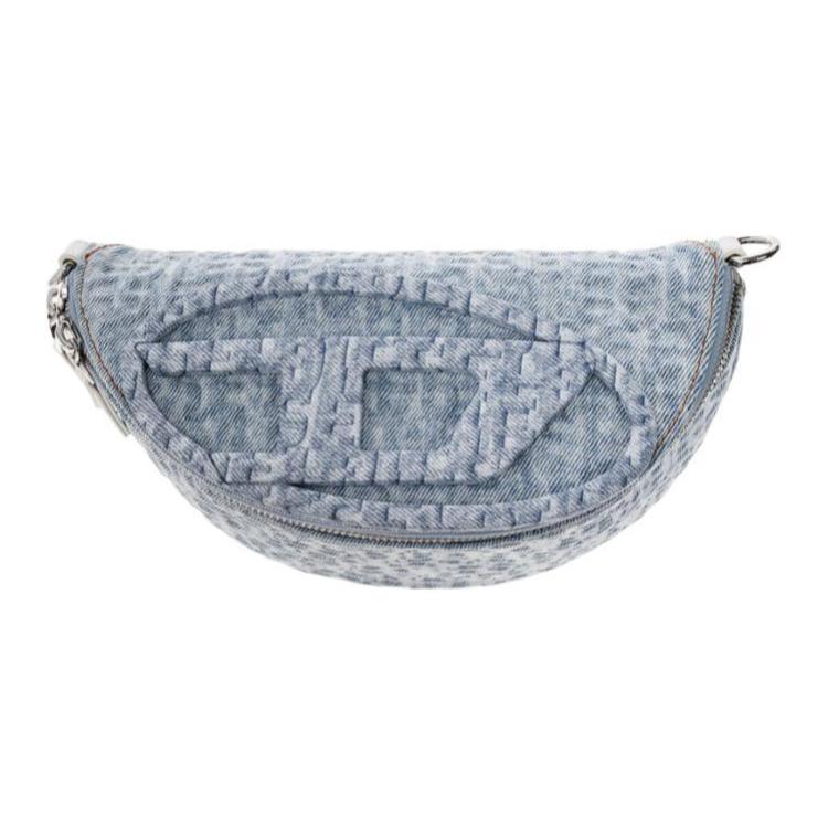 Diesel Fashion Casual Versatile Logo Decorated Cotton And Leather Crossbody Waist Bag Women Bags Blue X08708P5142H0918