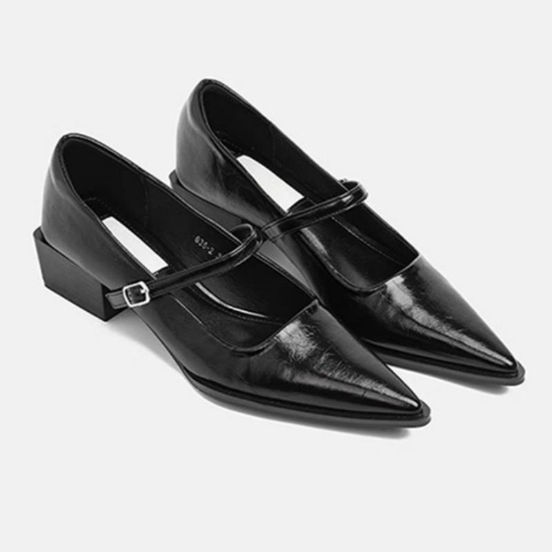 Fashion Elegant Versatile Women Pumps 2025 New Style Pointed Toe Mid Heels Shoes Fashion Outside Casual Buckle Comfy Women Shoes