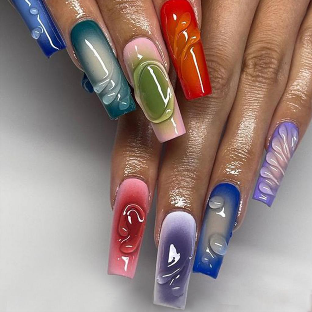 French Tip Press On Nails Long Coffin False Nails Press On Acrylic Glue On Nails Full Cover False Nails Wearable Fake Nails Set