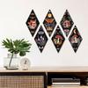 Mushroom Wall Decoration Wooden Bohemian Style Ornament with Artistic Textured Design Wall Art for Living Room Bedroom Decor
