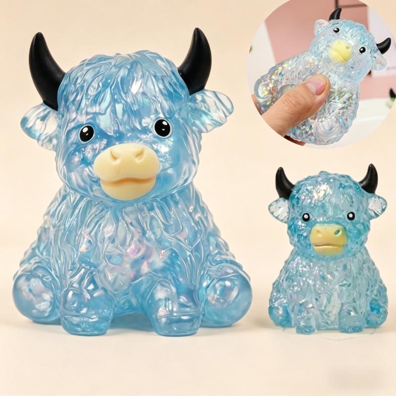 Cute Cow Squishy Maltose Fidget Toy Soft Cow  Squeeze Toy Small Cute Animal Anti Stress Splat Decompressions Vent Squeeze Toy