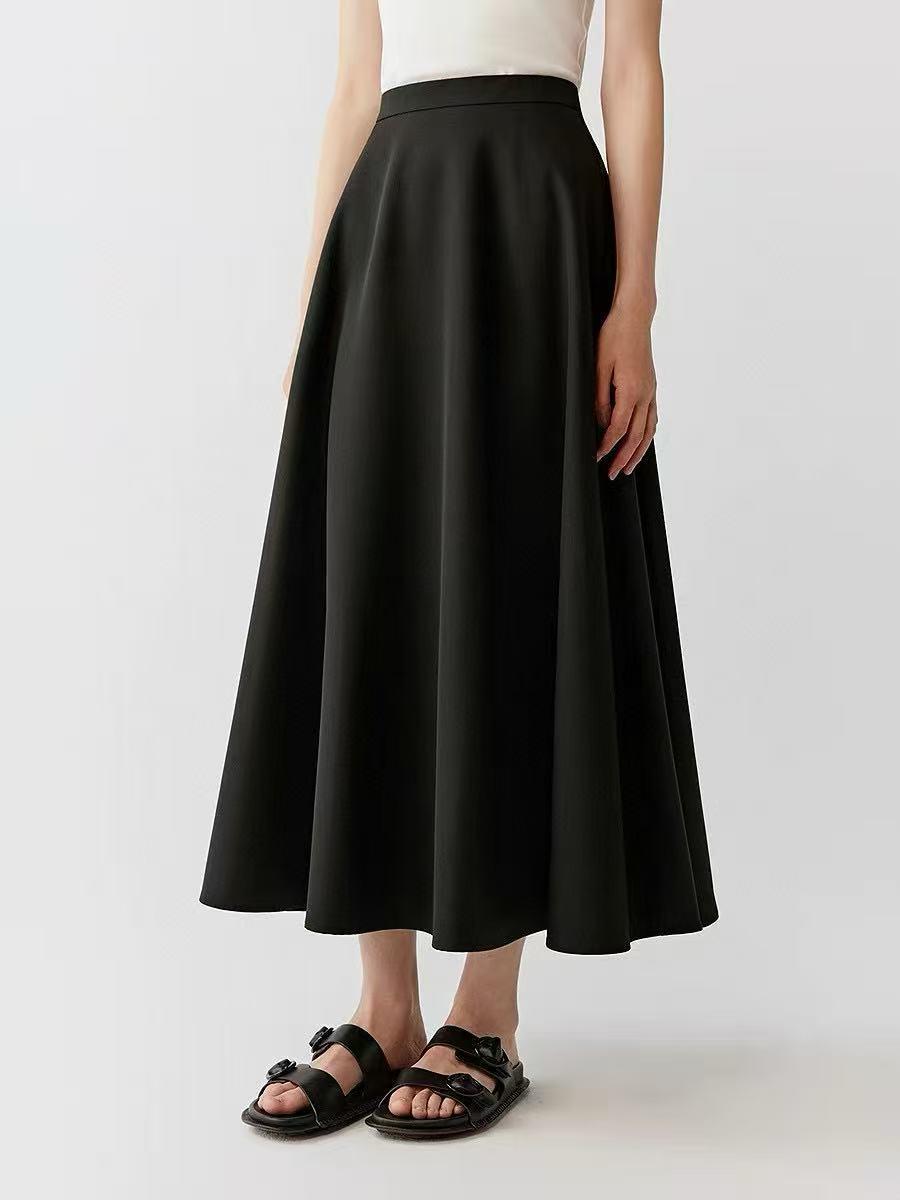 Women s Spring/Autumn Flowing Wool Mid-Length Skirt L чёрный