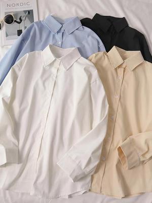 Damen Langarm Polokragen Sonnenschutzshirt - Boyfriend-Stil Lockeres Layering-Top für Frühling, Sommer und Herbst