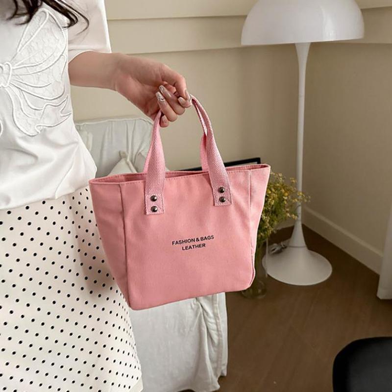 Geantă de mână din pânză cu litere imprimate, portabilă, reutilizabilă, pentru cumpărături, capacitate mare, genți tote pentru prânz