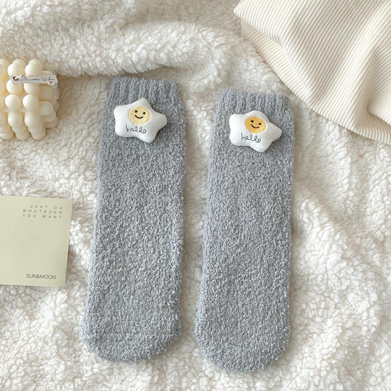 Cartoon Doll Socks Women'S Thickened Warm Coral Fleece Home Sleeping Socks Cute Women'S Socks
