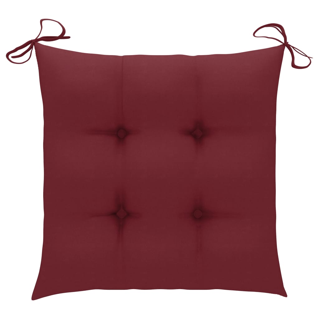 Garden Chairs with Burgundy Cushions 4 pcs Solid Teak Wood