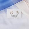 Cute Korean Earrings Love Heart Bling Crystal Stone Rose Gold Stud Earrings for Women Korean Jewelry Gift