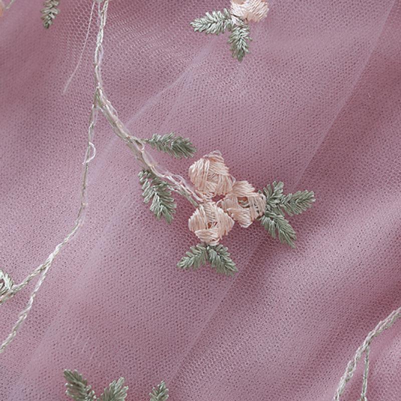 Mädchen Modekleid Frühling und Herbst Kinder Spitzen Mesh Stickerei Puffärmel Prinzessinnenkleid