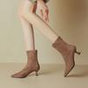 2026 New Vintage Women Ankle Boots Fashion Pointed Toe Shoes Autumn Winter High Heel Ladies Elegant Stretch Slim Short Booties