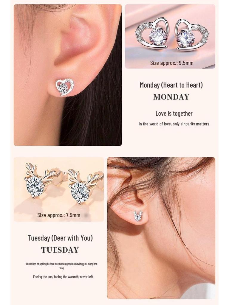 Sterling Silber 925 Ohrstecker Set - Elegant Leichter Luxus für Geburtstags- oder Weihnachtsgeschenke für Mädchen