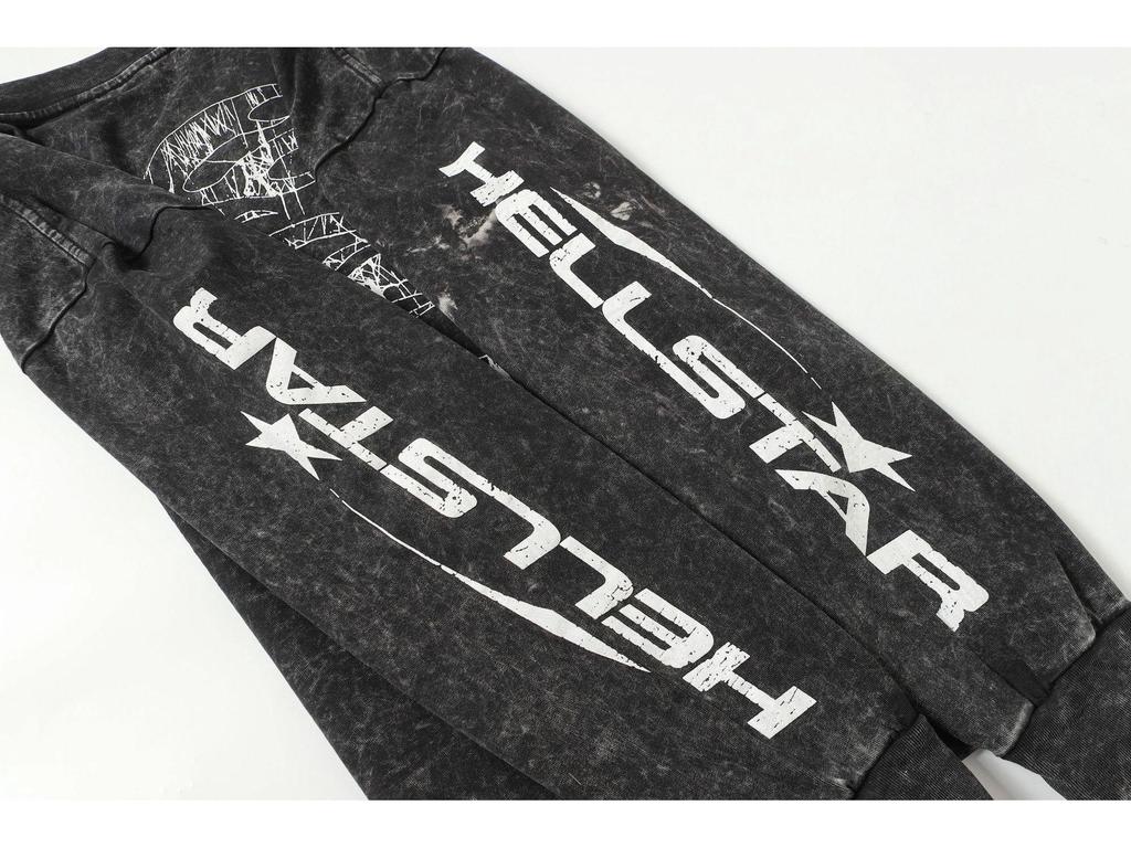 Hellstar Vintage Gewaschener Langarm-Hoodie - Europäischer & Amerikanischer Streetwear-Stil