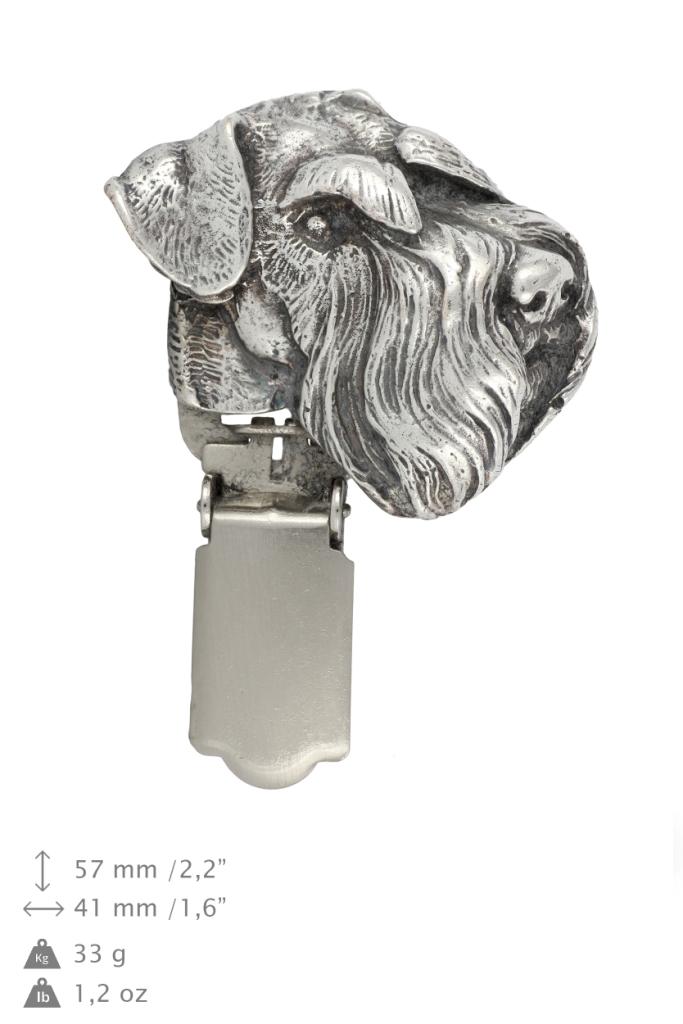 Schnauzer I – Brooch with a clip, holder for a start number – Design 01 | Art-Dog