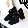 Fashion Thick Bottom High Heels Women Shoes Solid Fashion Temperament Single Shoe Spring Summer Ankle Buckle Elegant Woman Heeled Shoes