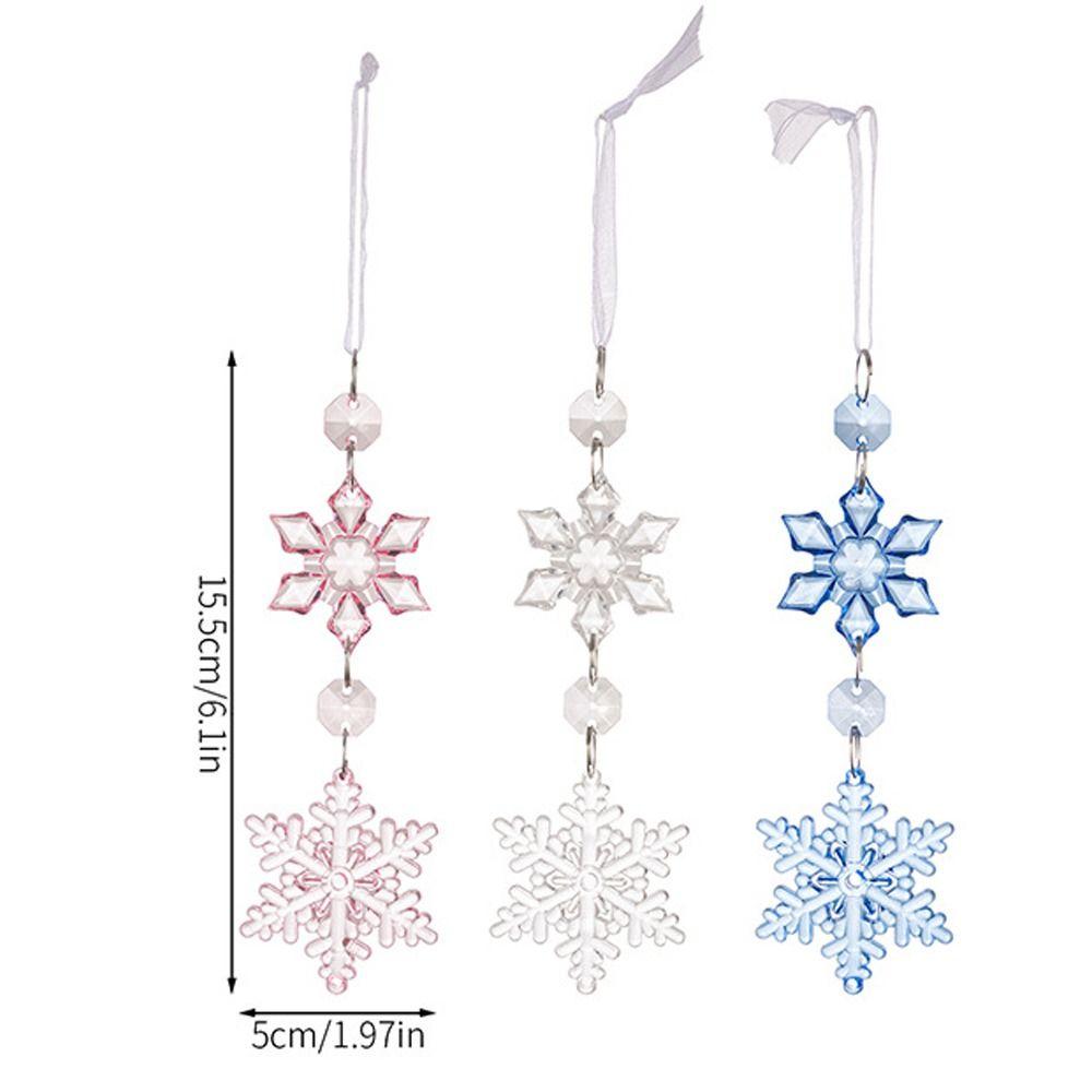 4pcs Colorful Snowflake Ice Strip Pendants Xmas Tree Hanging Ornament  Winter Party Home Decor
