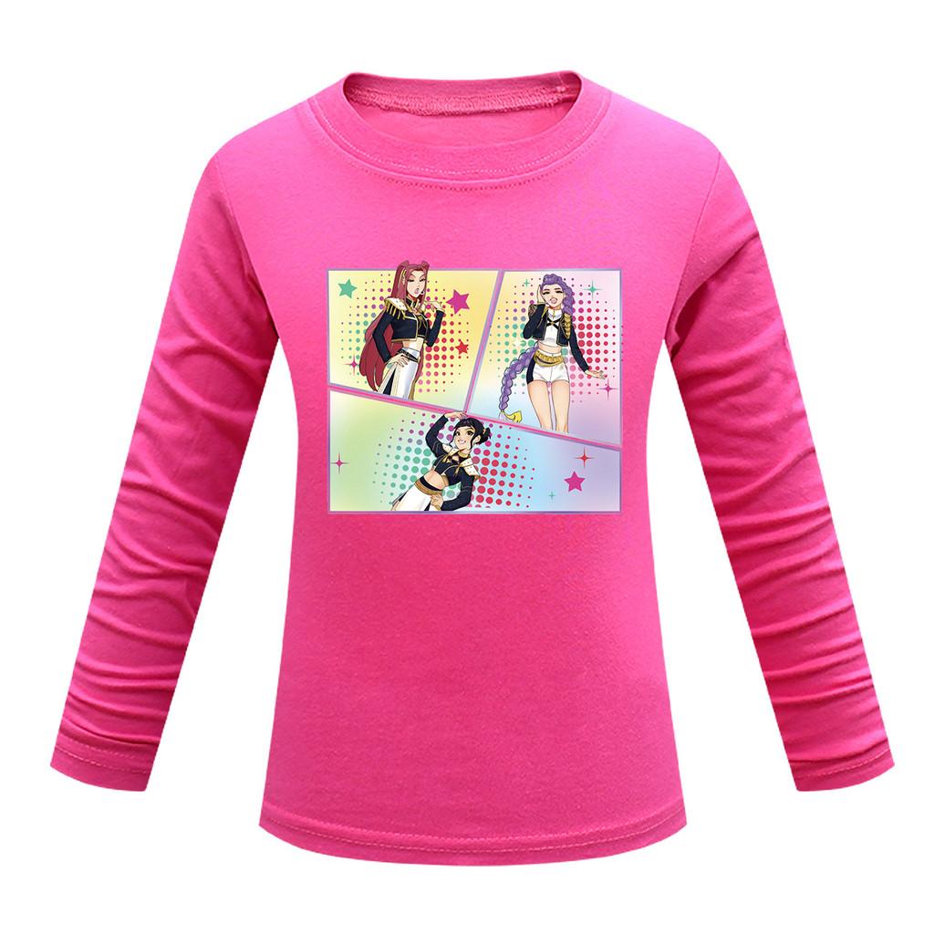 Dětské Dívčí Anime Kreslené K-POP Tištěné Ležérní Tričko s Dlouhým Rukávem Top