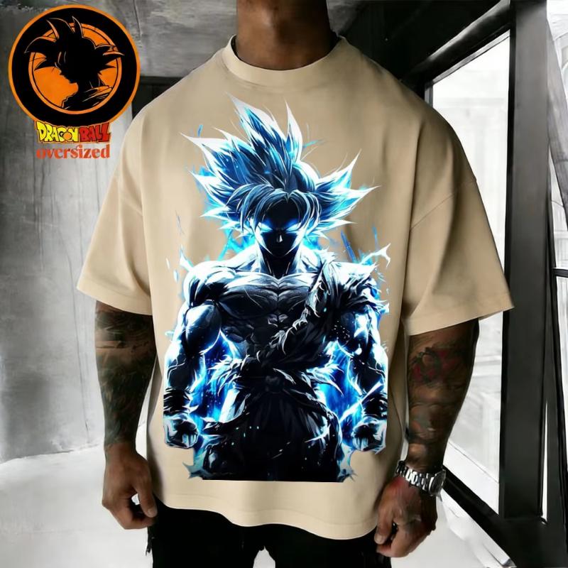 2026 Summer Dragon Ball Retro Pure Cotton Mens Tshirt Wukong Printed Oversized Casual Shirt Unisex Parentchild Suit