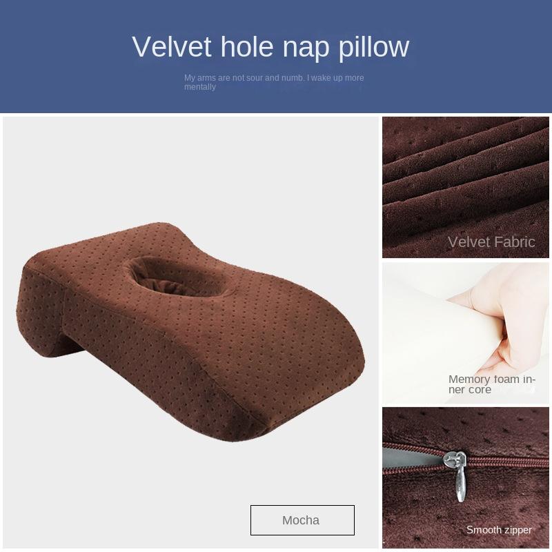 Travel Cushion Nap Sleeping Pillow Foam Slow Rebound Desk with Hollow Design for Face Down Pillows Headrest Neck Protection