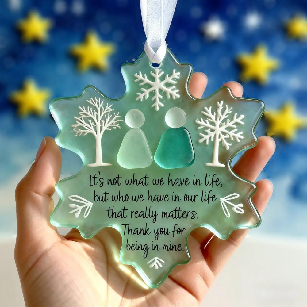 Handmade Sea Glass Snowflake Ornament – Friendship Keepsake, Coastal Christmas Tree Decor for Best Friends, Winter Gift