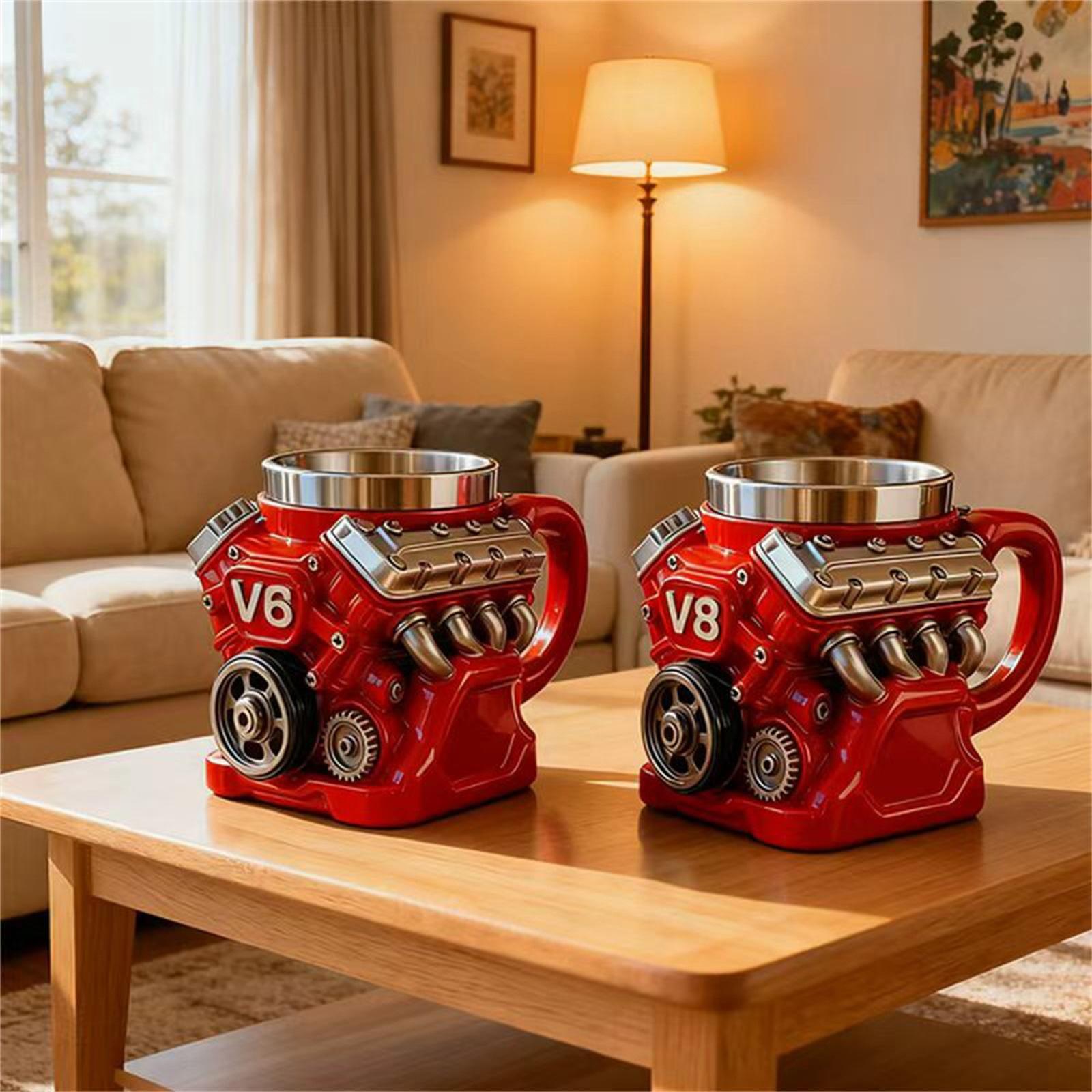 V8 Engine Resin With Inner Liner, Mug, High-end Feel, Personality, Mechanical Ornament, Handicraft