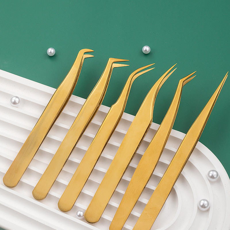 5/6PCS Portable Eyelash Extension Tweezers Set Professional Lash Tweezers Kit with Pouch for Beginners & Lash Artists