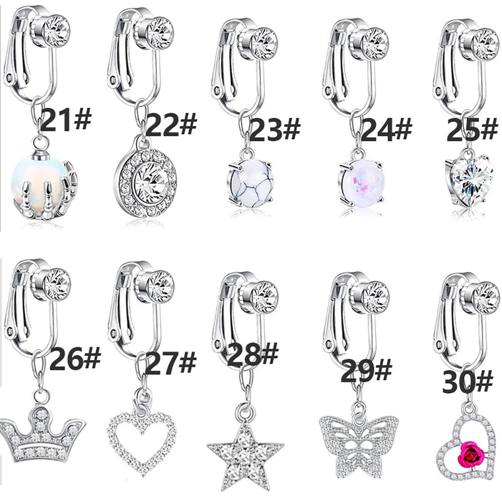 Women Fake Belly Button Rings Earrings Zircon Non Piercing Navel Rings Ear Clips Jewelry Accessories For Girls