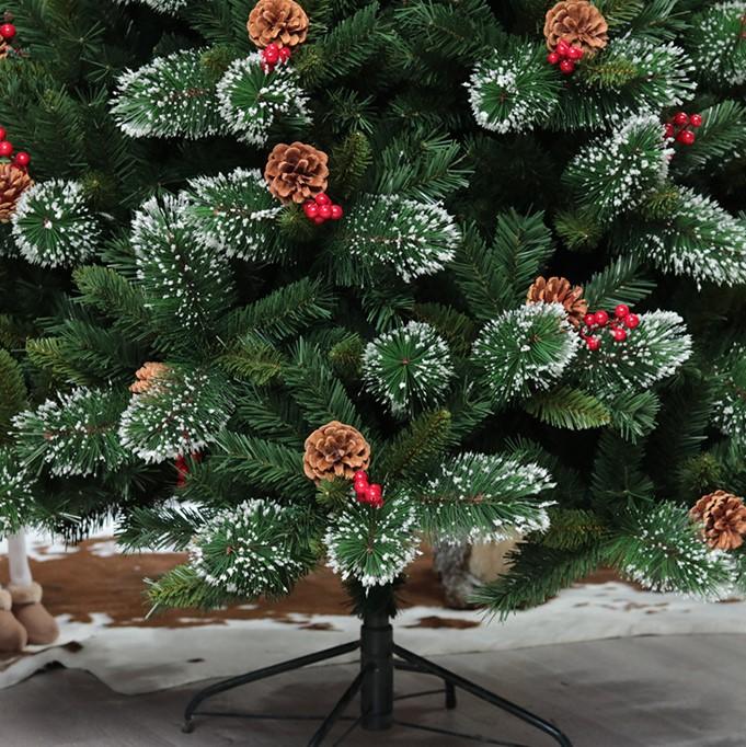 Green Christmas tree with pine cones, rowan berries and snow-covered tips StarryLights 180 cm x 82 cm