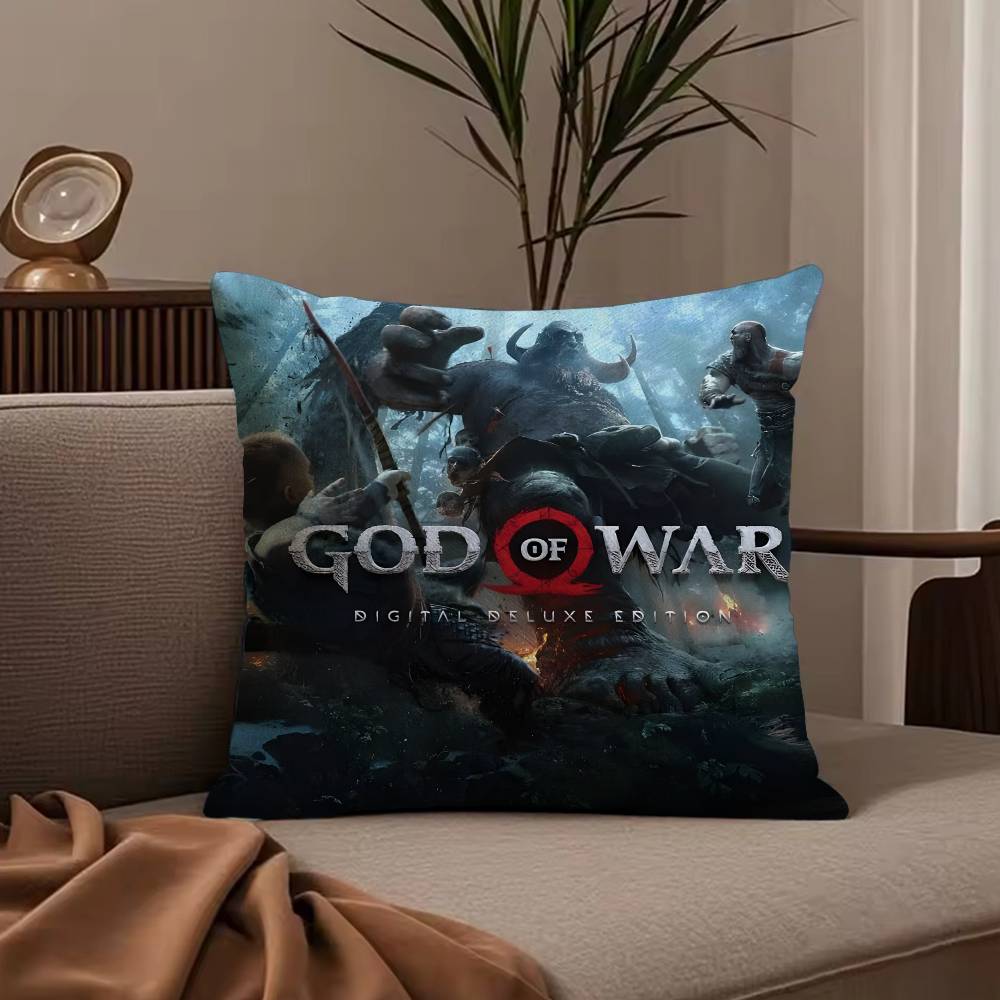 Anime G-God of W-War Ragnarok Pillow Case Anti-dustmite Pillowcase Invisible zipper silky short plush Sofa cushion cover