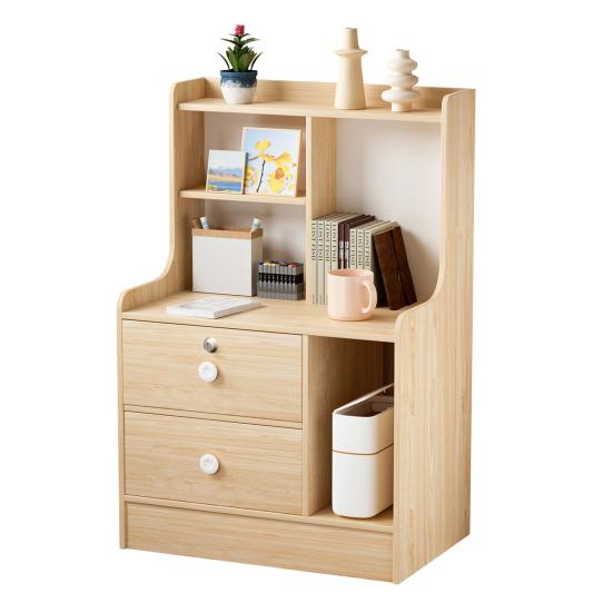 Bedside Table, Bedroom Nightstand, End Table with 2 Drawers and Opening Storage Shelves, Couch Table Wooden Bedside Table for Living Room