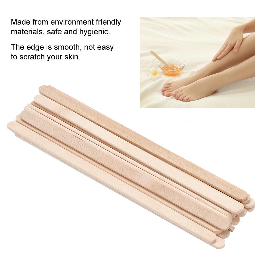 50Pcs Disposable Wooden Depilatory Wax Applicator Stick Spatula Hair Removal Tools
