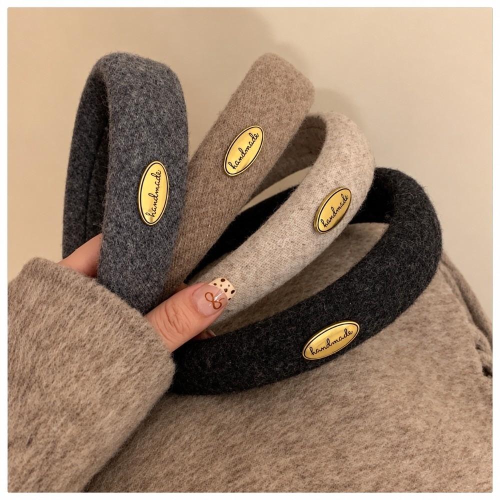 French Style Wool Felt Headband Wide Width Hair Hoops Headgear Elegant Woolen Hairband