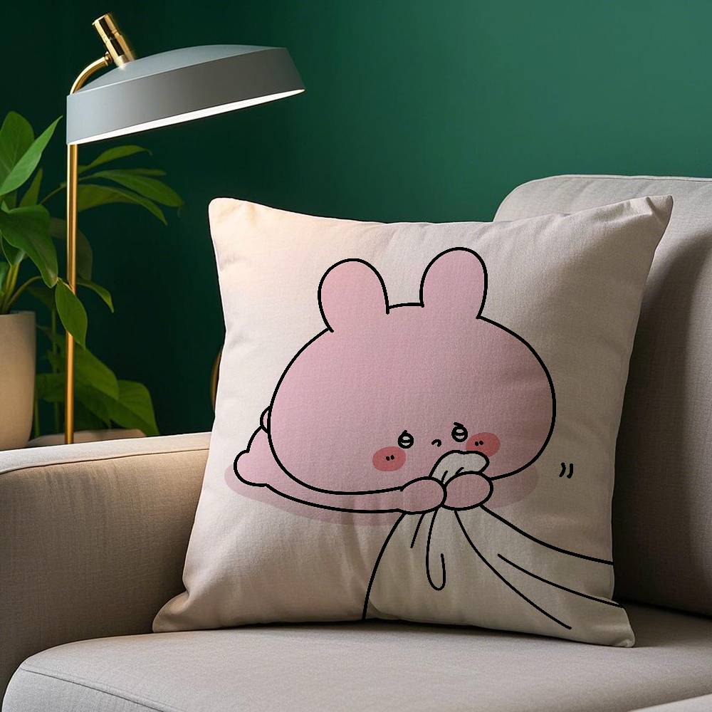 Asamimichaan Śpiąca Urocza Poszewka na Poduszkę Asamimi Przytulna Pluszowa Poszewka z Nadrukiem Dwustronnym – Prezent do Domu do Dekoracji Sypialni