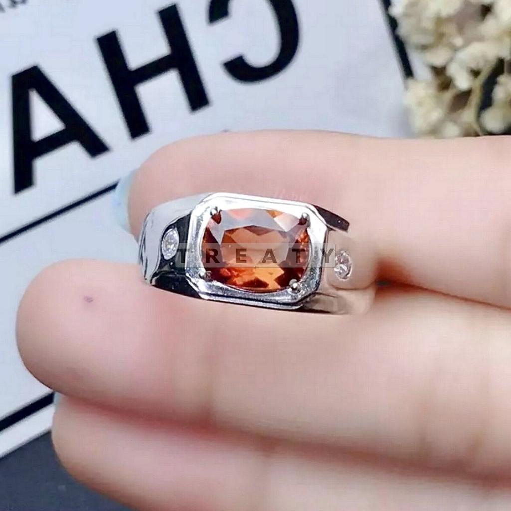 Garnet Oval Cut Gemstone With 925 Sterling Silver Ring For Men's #335 JL375732457971
