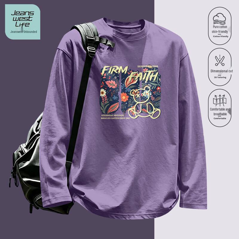Jeanswest Life Men's Graphic Print Crew Neck Long-Sleeve T-Shirt