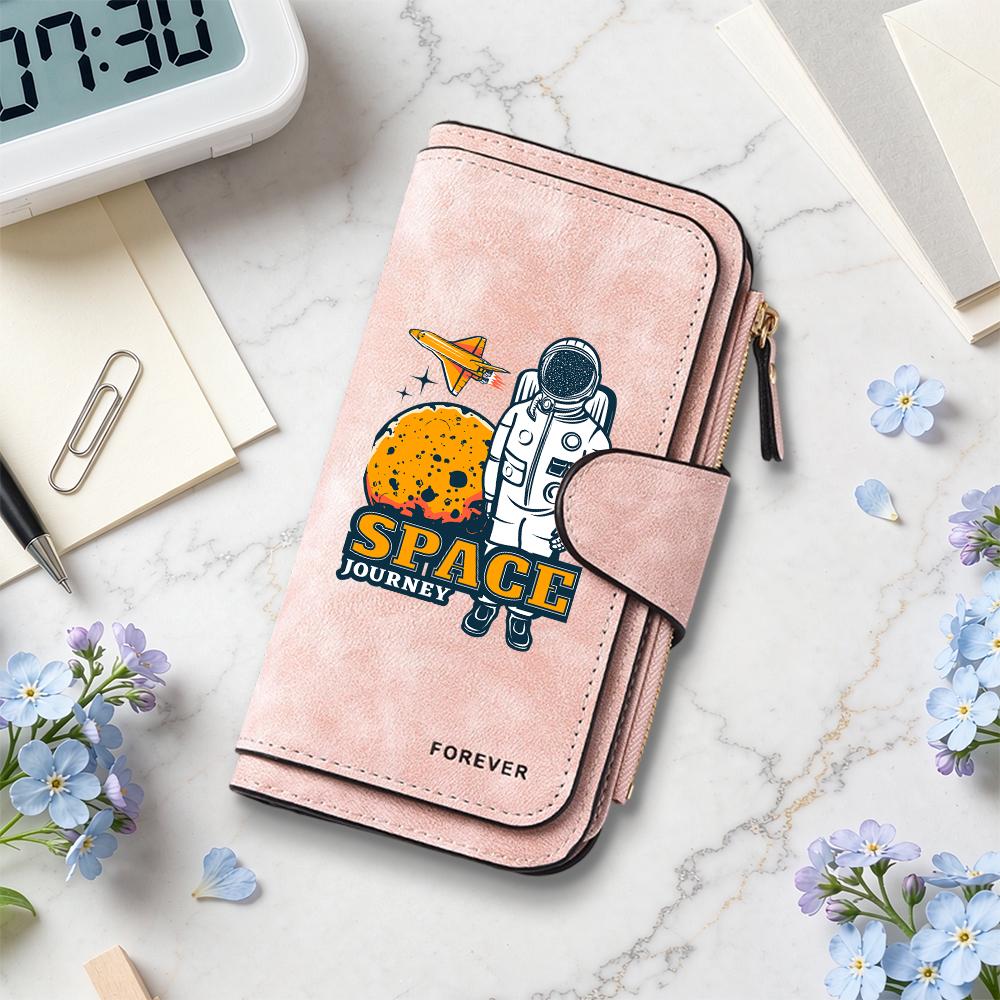 Stylish Astronaut Printed Wallet Portable Multi Card Holder Fashion Casual Daily Purse