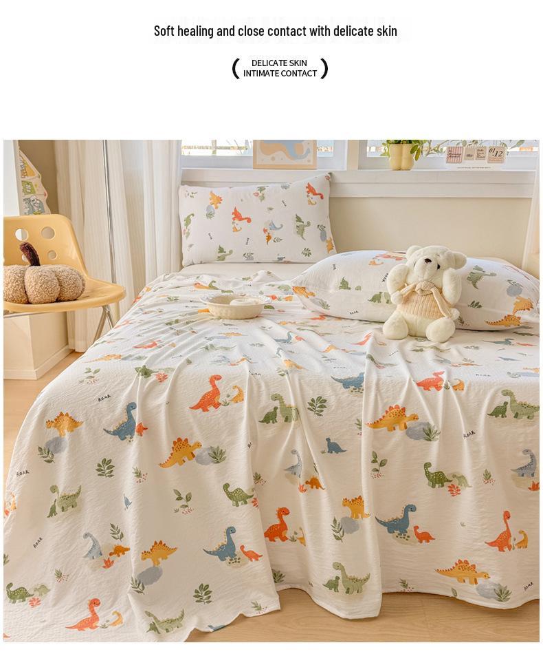 Class A Double Layer Gauze Bedding: Single Cotton Bed Sheet & Duvet Cover Set for Dorm Rooms