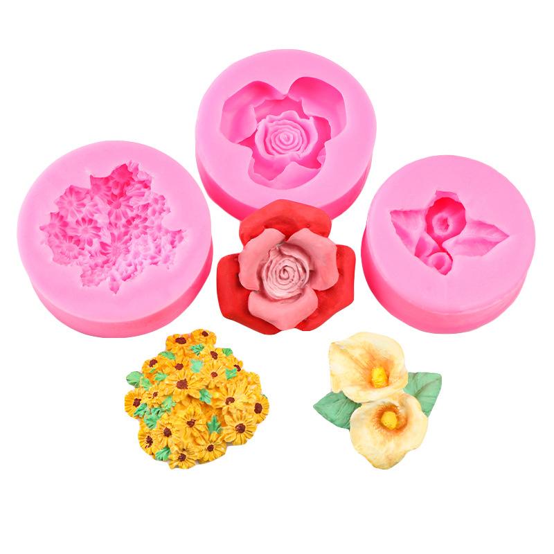 Mini Rose Camellia Daisy Flower Silicone Sugarcraft Mold Cookie Cupcake Chocolate Baking Mold Fondant Cake Decorating Tools