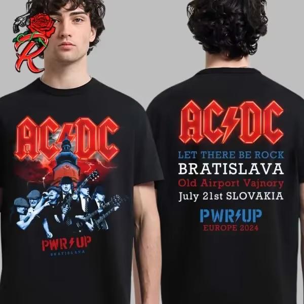 AC DC Band Concert Summer 2025 Europe Tour Poster Classic Men's and Women's T-shirt Parent-child Printed Short Sleeve