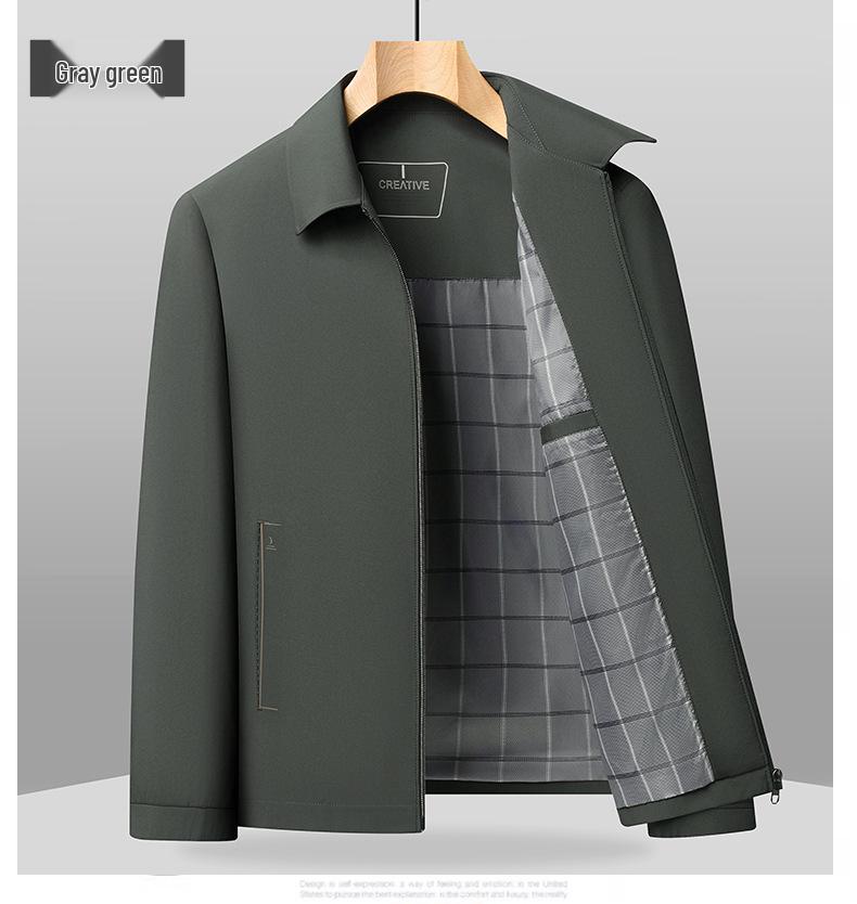Men's Milk Silk Windproof Jacket - Spring/Autumn Business Casual, Non-Iron, Anti-Wrinkle, Soft Lapel Outerwear