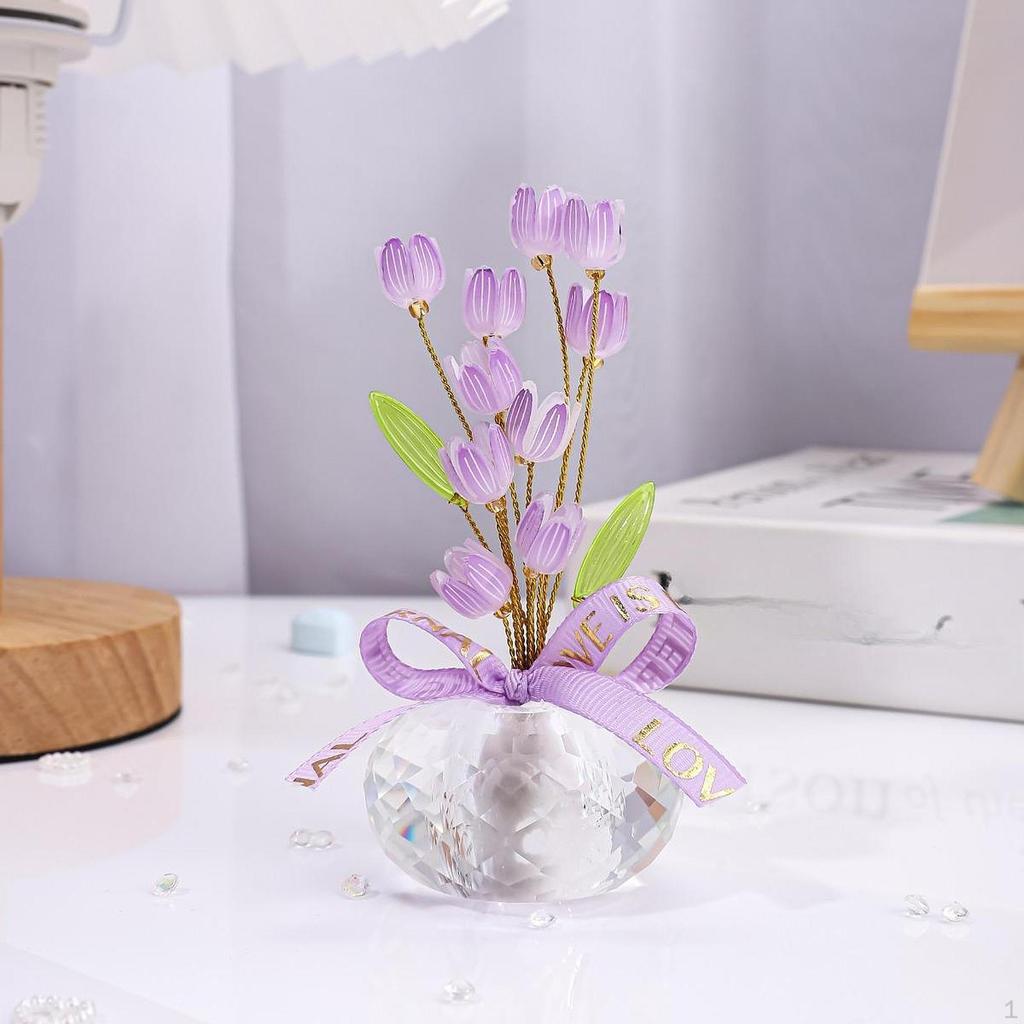 Car Dashboard Flower Decor Artificial Floral Ornament Creative Desktop Statue for Women Girl Bedroom