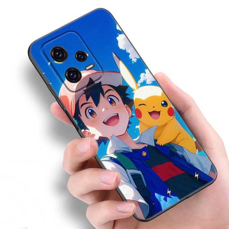 Cute P-Pikachu Black Silicone Phone Case For Xiaomi Redmi Note 9 10 11 11S 11T 12 13 Pro 5G Plus 9S 10S 12S