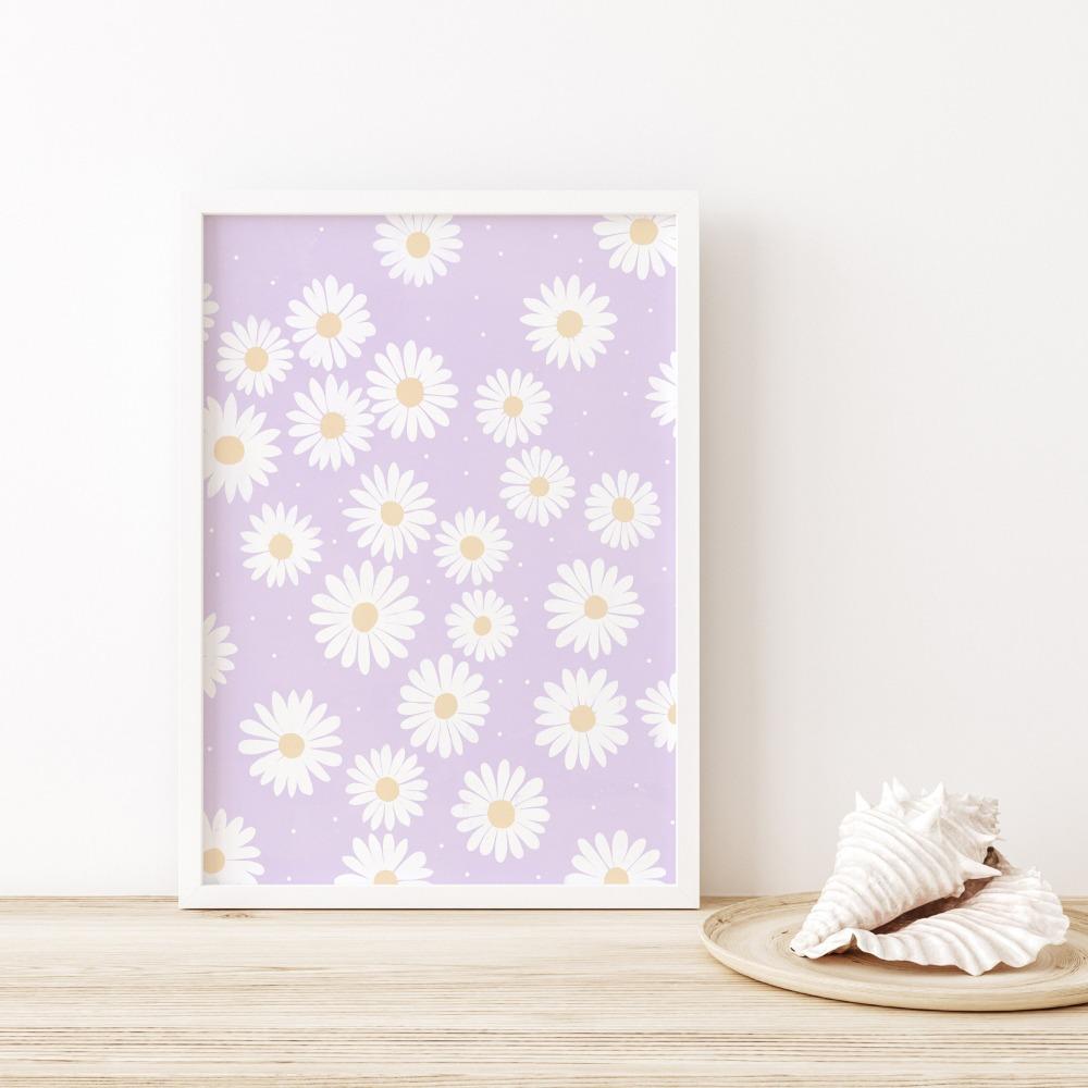 Flower Wall Art Canvas Print Natural Pastel Daisies Floral Illustration Poster Botanical Market Living Room Bedroom Decoration