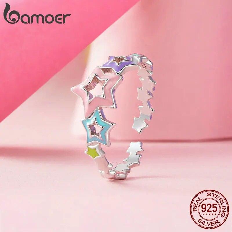 BAMOER 925 Sterling Silver Rainbow Heart Hoop Earrings Cute Dainty Candy Jewelry for Women Girls