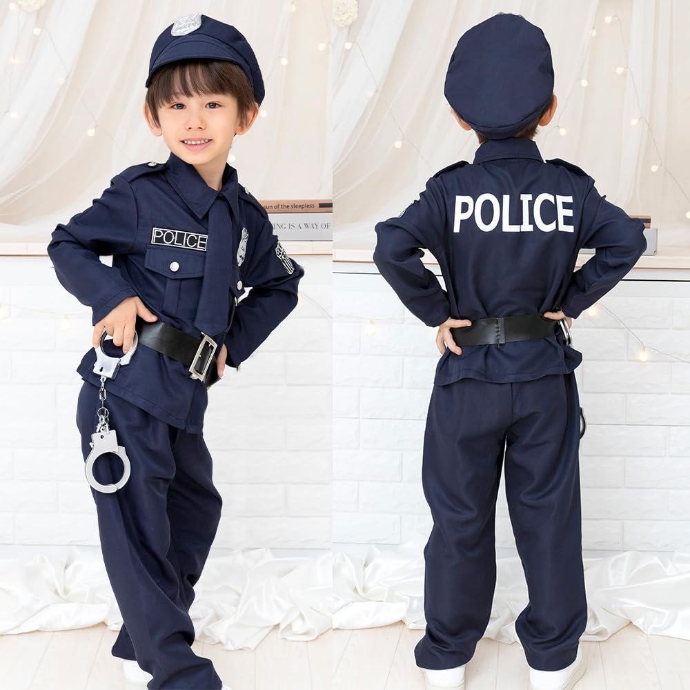 Brightlara Police Costume for for Boys and Kids' Halloween, Unisex, Girls, kidscos039-NV-120