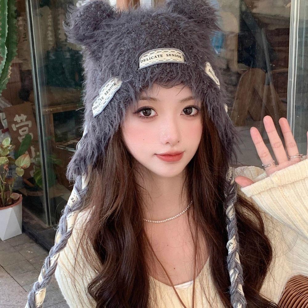 Cold Protection Warm Bear Ear Hat Thicken Winter Anti Cold Plush Hat  Women Accessories