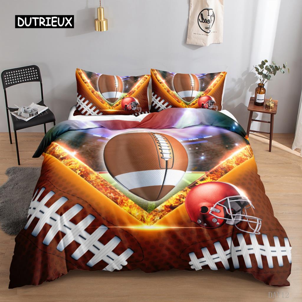 

Футбольный комплект постельного белья 3D спортивный футбольный комплект постельного белья наволочка для мальчиков подростков двойной размер Queen King Size полиэстеровый чехол Qulit EU single(135x200cm)
