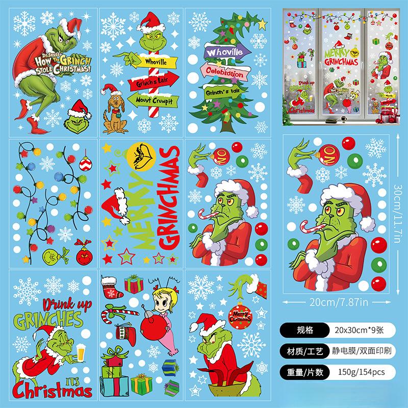 9 st Snöflinga Julfönsterdekaler Rådjur Nyårsdekal Väggdekal Vit Jul Elektrostatisk Klistermärke Dekorationer